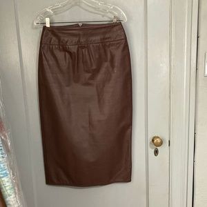 Cedars Brown Genuine Leather Midi Skirt Size 8